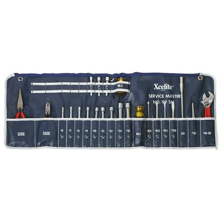 The image shown is representative of the product family and may not specifically be the individual item.  The Xcelite 99SM 23-piece series service roll kit is versatile. Provides a variety of quick change tools and tool combinations, speeds up assembly…