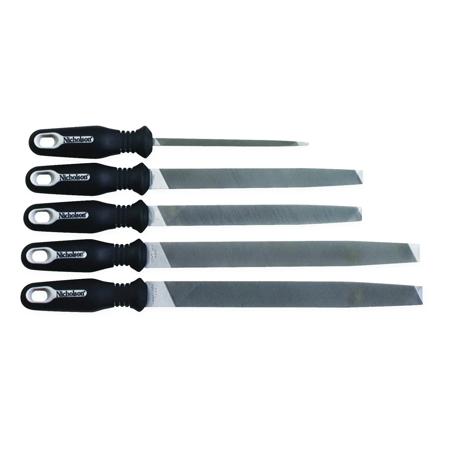 The image shown is representative of the product family and may not specifically be the individual item. Rubber coated ergonomic handles for better comfort and control. Set of 5 files fits easily and securely into rugged, compact pouch. - Nicholson 5 …