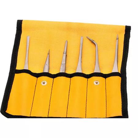 The image shown is representative of the product family and may not specifically be the individual item. Stainless steel made long tweezer set ideal for bending, separating and removing small items, this tweezer set contains 6 tweezers in a plastic po…
