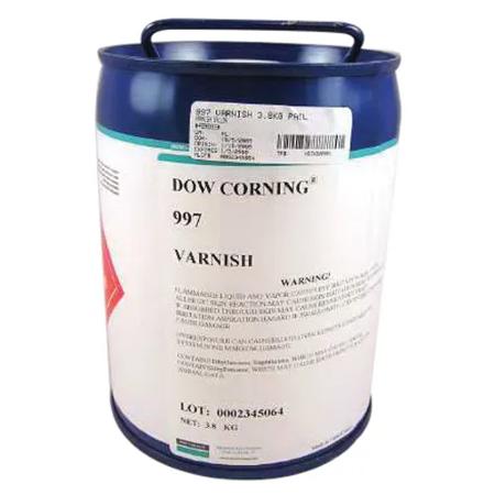 The image shown is representative of the product family and may not specifically be the individual item. Dow Corning® 997 Varnish is a silicone resin in solvent, easy to use, excellent electrical properties, good bond strength retention and moisture r…