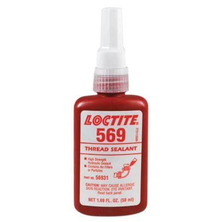The image shown is representative of the product family and may not specifically be the individual item.  Loctite 569 is designed for the locking and sealing of metal pipes and fittings. The product cures when confined in the absence of air between clo…