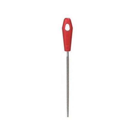 The image shown is representative of the product family and may not specifically be the individual item. Single cut. Tapered slightly towards point. Safe point on round files. - Nicholson Round File, Length: 8 Inch, Red Handle, Bastard Cut, American T…