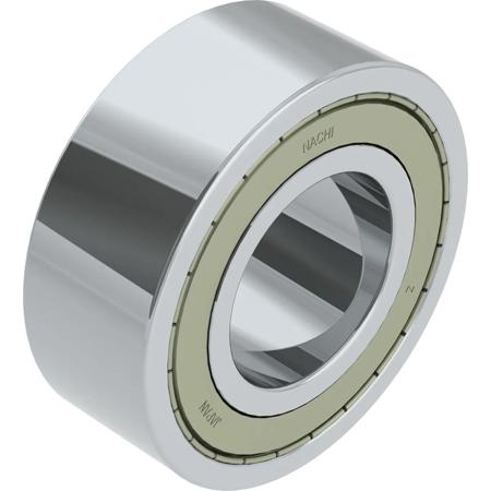 The image shown is representative of the product family and may not specifically be the individual item. Double-Row Angular Contact Ball Bearings have a thinner width than 2 stacked Deep-Groove bearings & can sustain combined loads of simultaneously a…