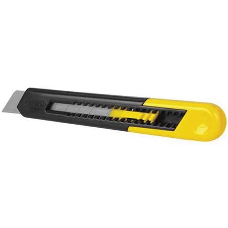 The image shown is representative of the product family and may not specifically be the individual item. The Stanley 10-151 is a light duty, retractable knife with quick-point snap-off blades. Blade sections snap off providing fresh, sharp cutting poi…