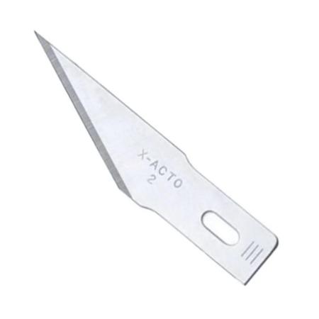 The image shown is representative of the product family and may not specifically be the individual item.  The #2 single ended blade from X-ACTO is a heavy-duty blade designed to cut through medium density materials while maintaining an exceptional leve…