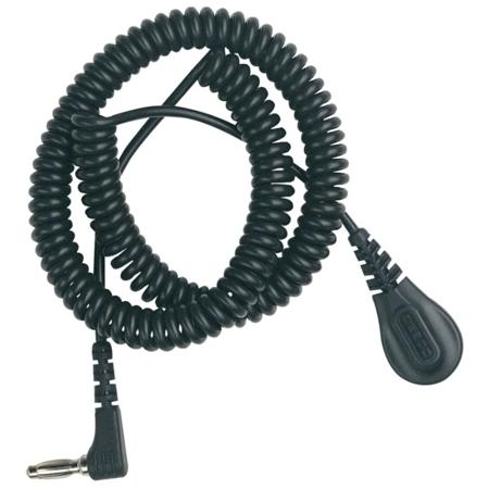 Desco 91095 Relaxed Retraction Coiled Grounding Cord, 8.5' L x 4 mm, Black, Each