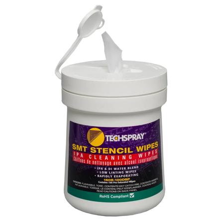 The image shown is representative of the product family and may not specifically be the individual item.  Techspray Lint-free, tear-resistant wipes saturated with 70% isopropyl alcohol and 30% deionized water (DI) for economical cleaning. The additiona…