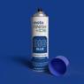 Blue motoFINISH Layout Fluid spray can by EIS, labeled 'BIG BLUE'', standing on a matching blue background with the cap removed.